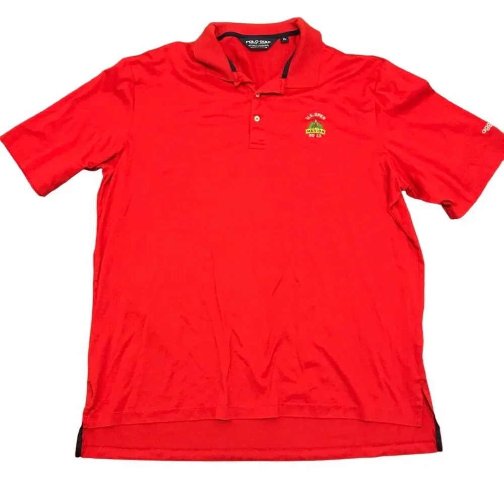 Polo Golf Ralph Lauren Men's Red US Open Merion 2013 Polo Shirt Size XL Preppy‎